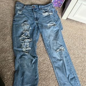 Distressed mom jeans